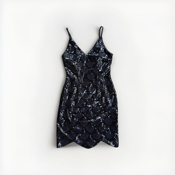 Black Sequins Mini Cocktail Party Millie’s Dress Size S  NWT - Picture 1 of 16